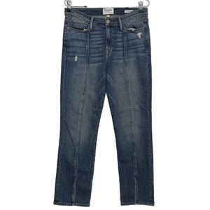 Frame Denim Le High Straight Distressed Designer Jeans, Sandpiper Blue size 28